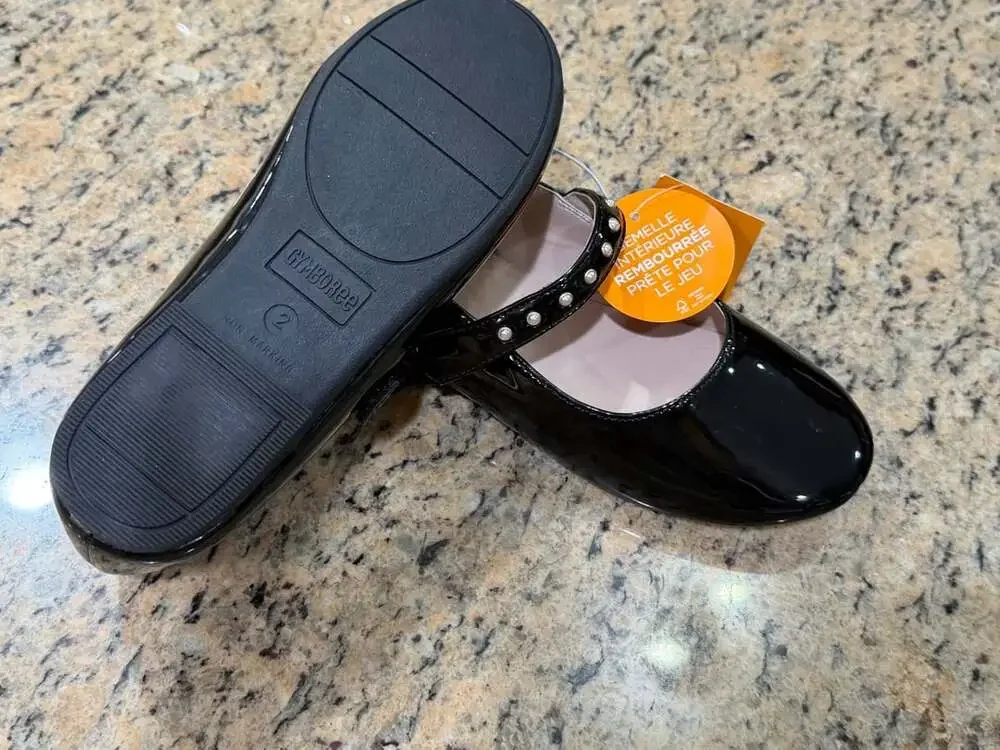 Gymboree Toddler Girls Jeweled Faux Patent Leather Mary Jane Flats Black Sz 2
